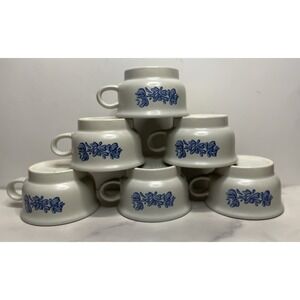Vintage Pfaltzgraff Yorktowne Flat‎ Cup (6) Coffee Soup Chili Mug Bowl Blue set